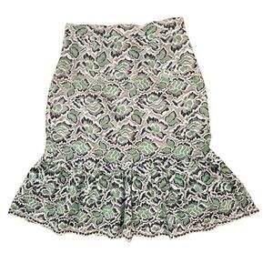 French Connection Green White Lace Pencil Peplum Skirt Size XXS